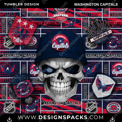 Hockey Skull Washington Capitals Tumbler Digital Wrap Design