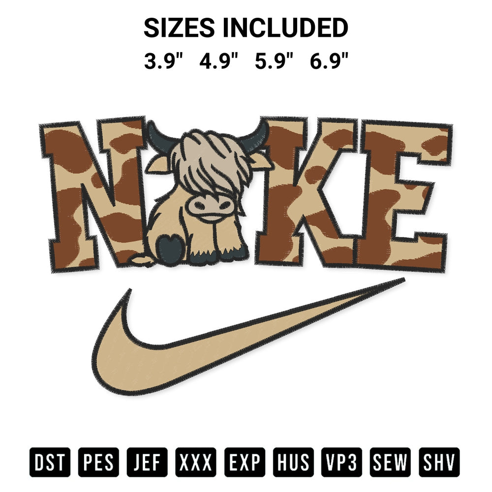 Looking for the perfect pattern? Download the Highland Cow Brand Nike Embroidery Design embroidery design today at Designspacks.com. Crisp, clean stitching guaranteed. Available sizes: 3.9", 4.9", 5.9", 6.9".