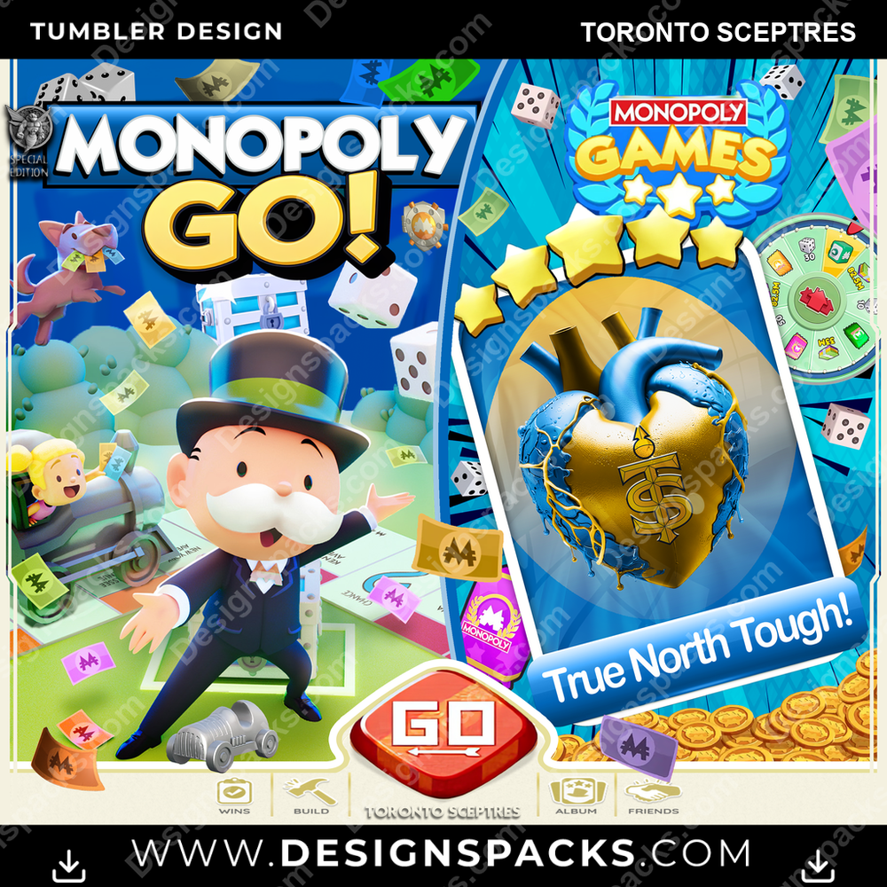 Hockey Monopoly Go! Toronto Sceptres Tumbler Digital Wrap Design