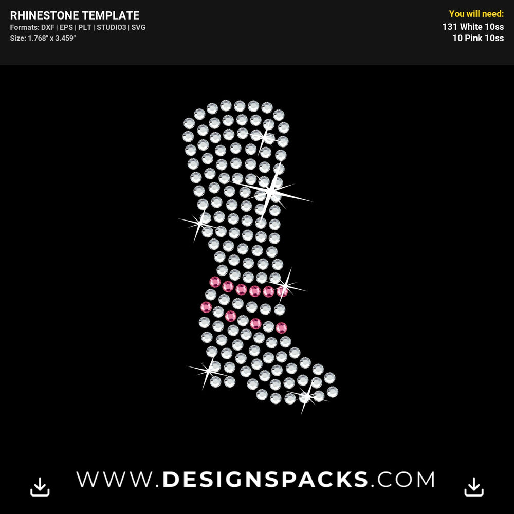 Small Pocket Cowgirl Boot Rhinestone Digital Template