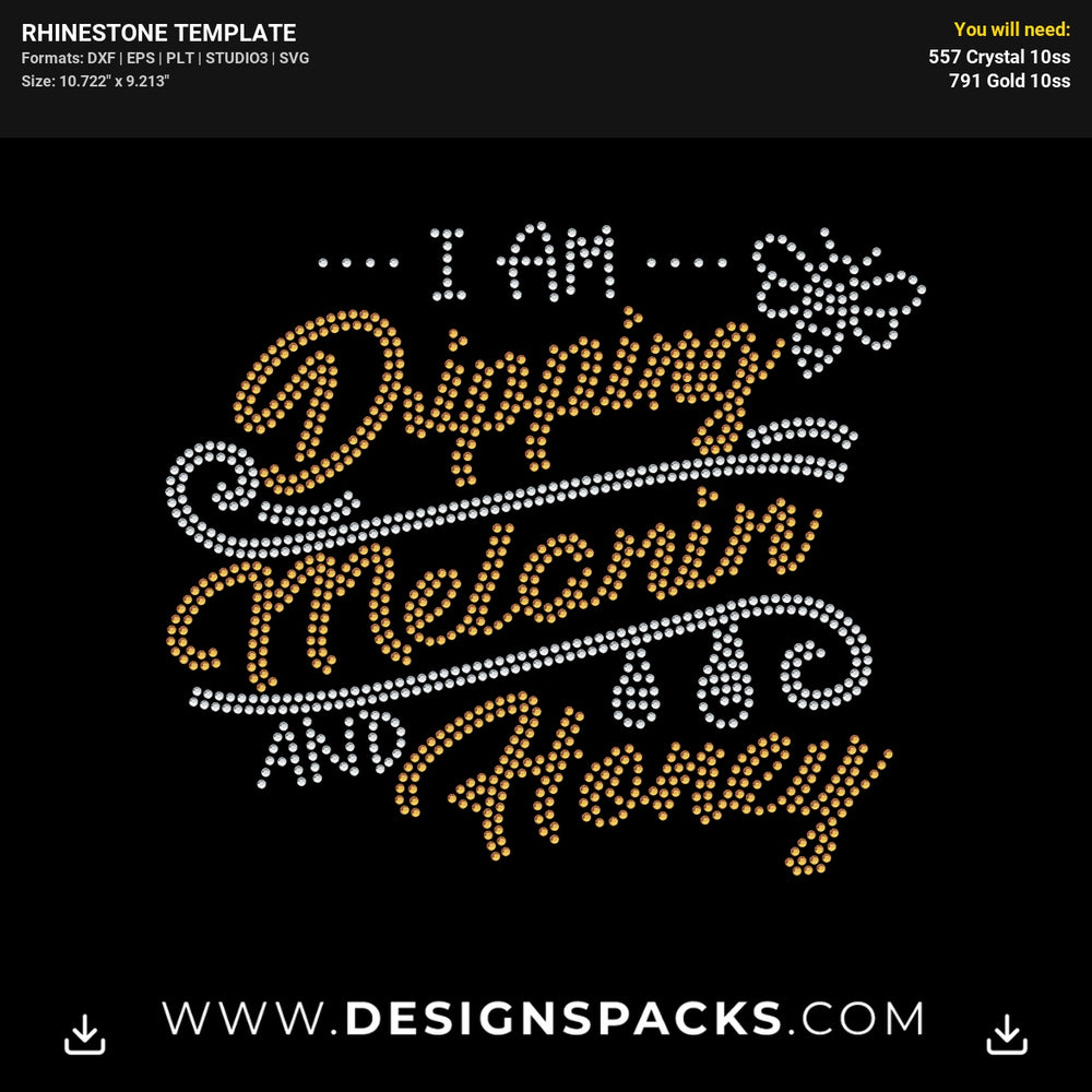 Melanin Dripping Updated Rhinestone Digital Template