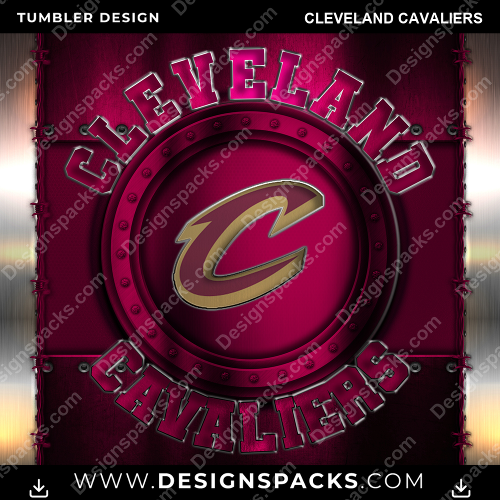 Basketball Metal Cleveland Cavaliers Tumbler Digital Wrap Design