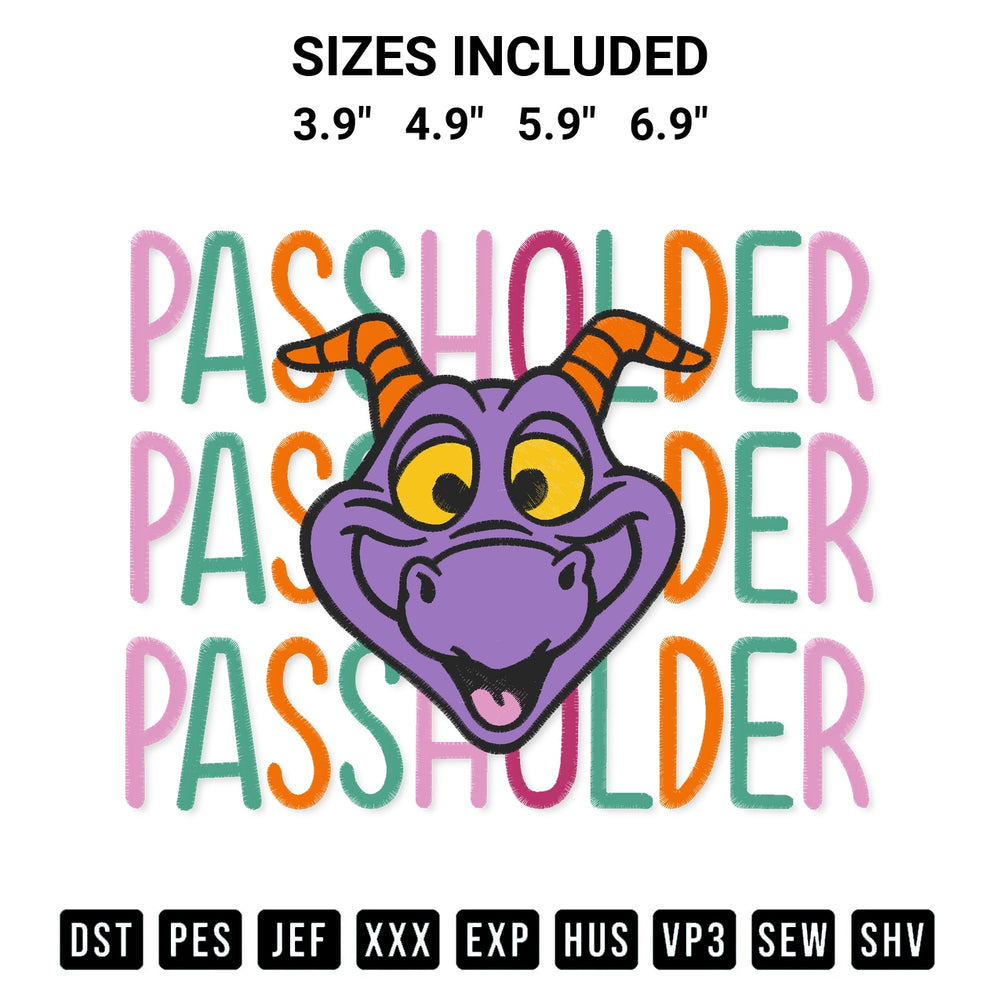 Stitch like a pro with the Passholder Figment Embroidery Design embroidery pattern from Designspacks.com. High-quality digital machine embroidery file. Available sizes: 3.9", 4.9", 5.9", 6.9".
