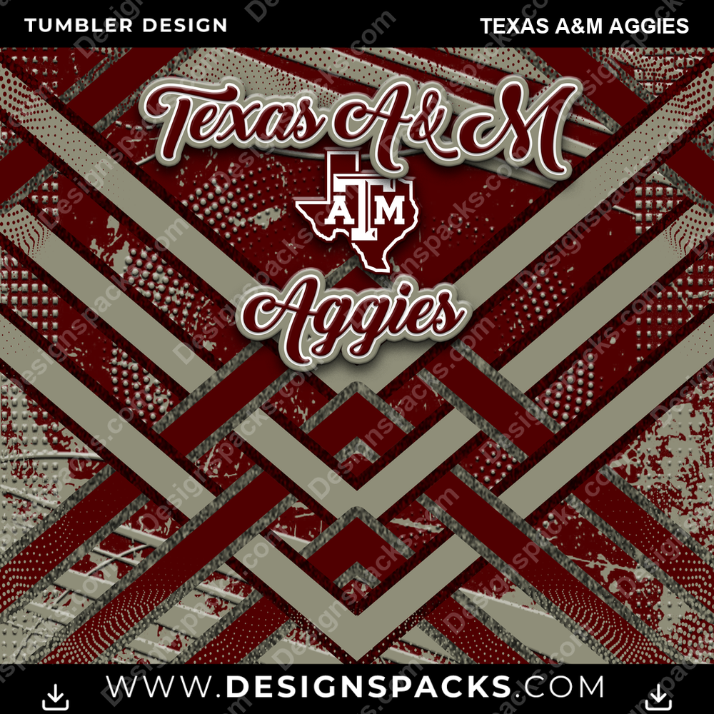 College Sport Glitter Stripe Texas A&M Aggies NCAA College Sport Tumbler Digital Wrap Design Download