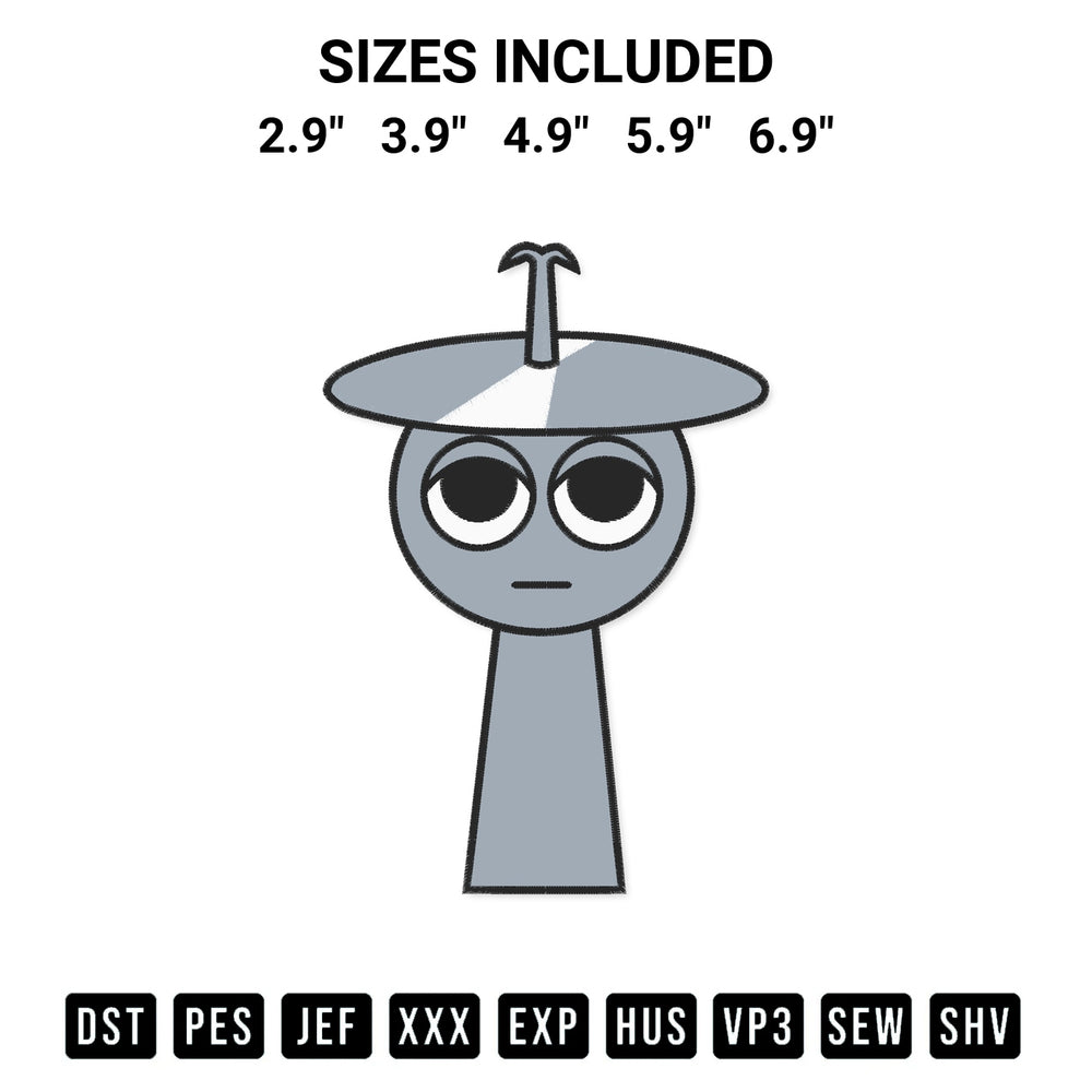 Get the Silver Clukr Incredibox Sprunki Embroidery Design embroidery design for your custom crafts! Premium digitized files available for instant download at Designspacks.com. Available sizes: 2.9", 3.9", 4.9", 5.9", 6.9".