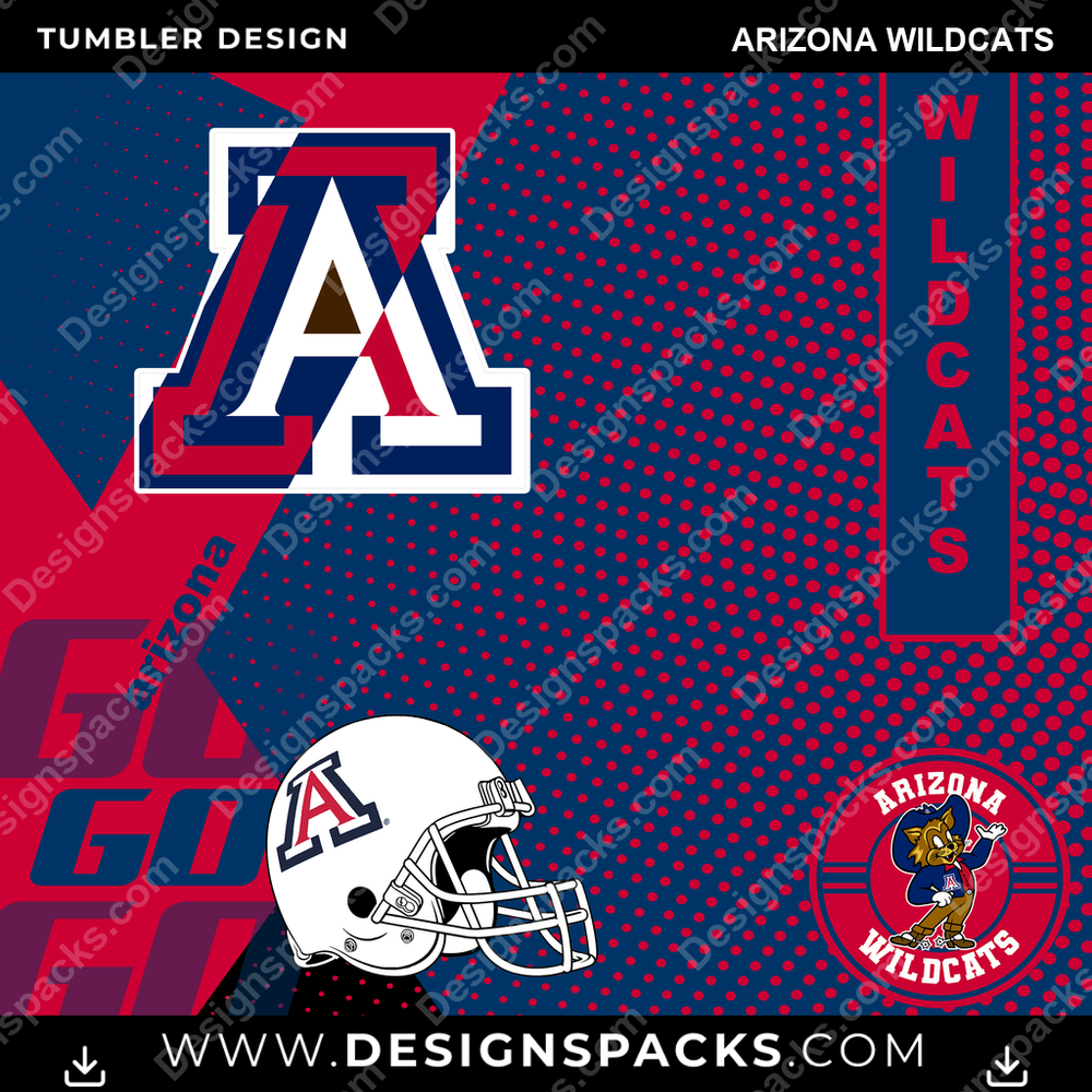 College Sport GO Arizona Wildcats NCAA College Sport Tumbler Digital Wrap Design Download