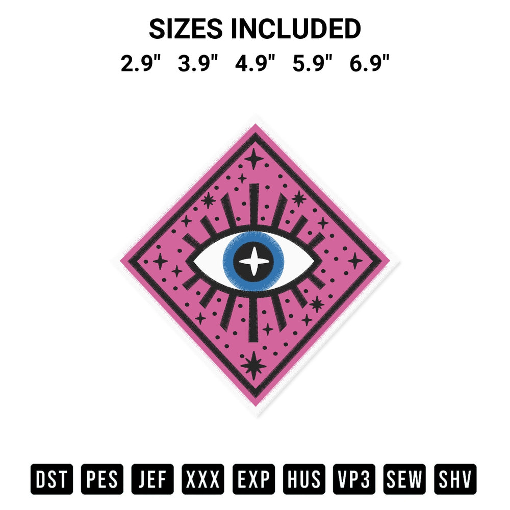 Download the Bewitched Eye Embroidery Design machine embroidery design exclusively at Designspacks.com. Premium digitized pattern for apparel and DIY crafts. Available sizes: 2.9", 3.9", 4.9", 5.9", 6.9".
