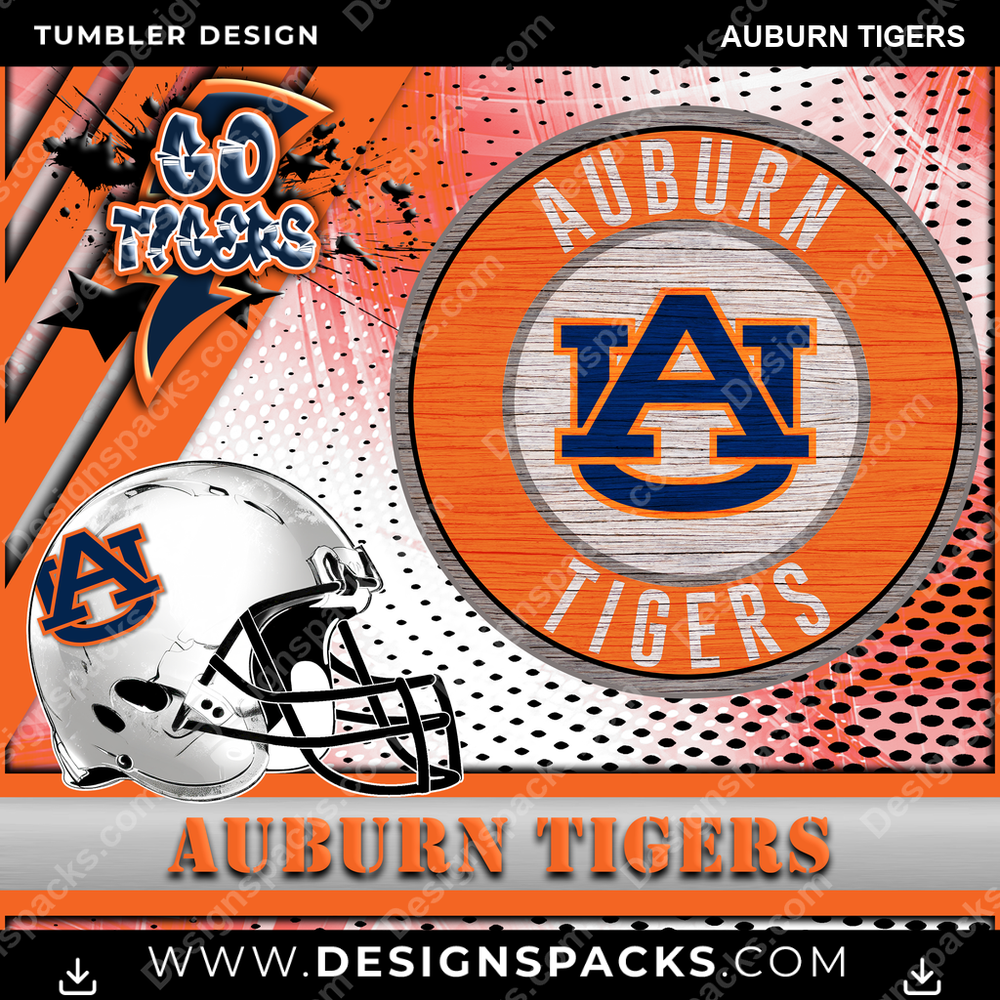 College Sport Go Team 2 Auburn Tigers NCAA College Sport Tumbler Digital Wrap Design Download