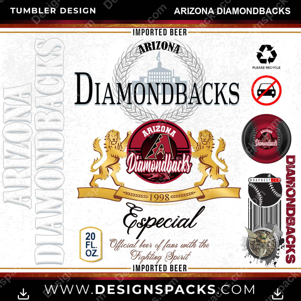 Baseball Modelo Arizona Diamondbacks Tumbler Digital Wrap Design