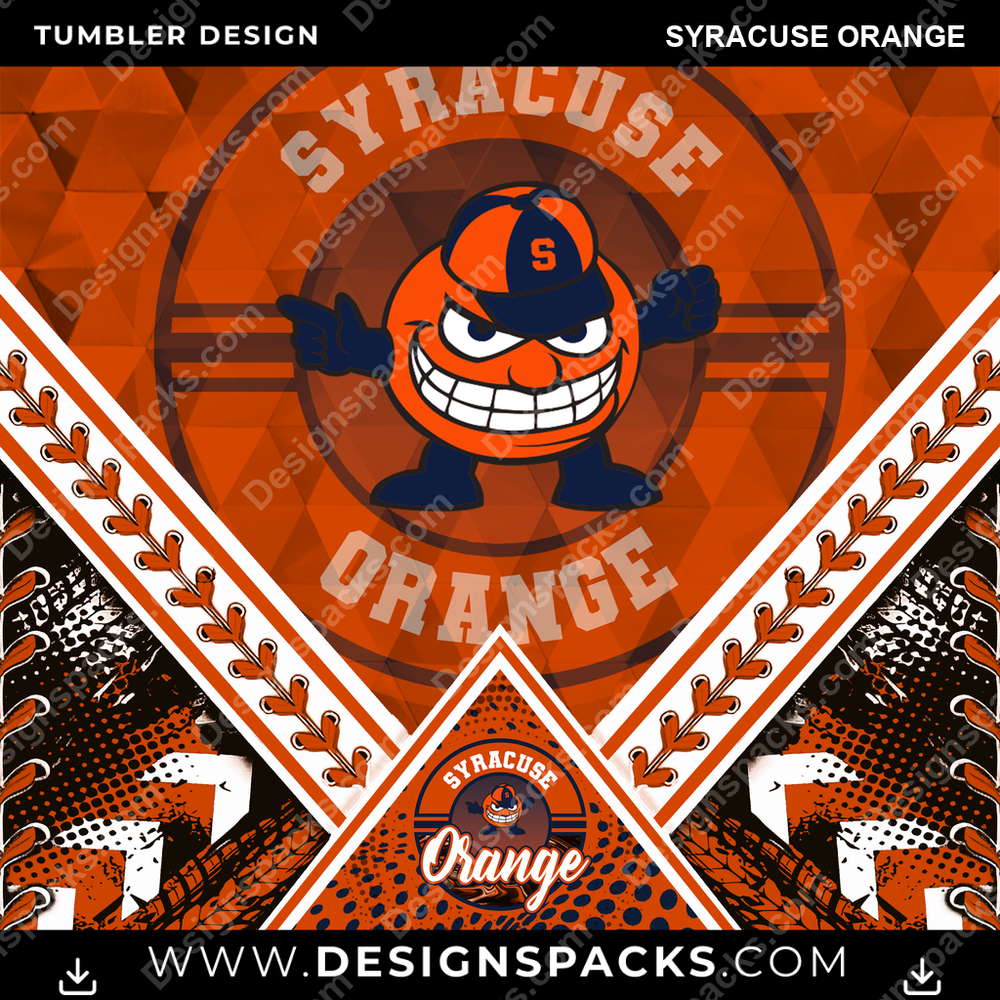 College Sport Diamond Syracuse Orange Tumbler Digital Wrap Design