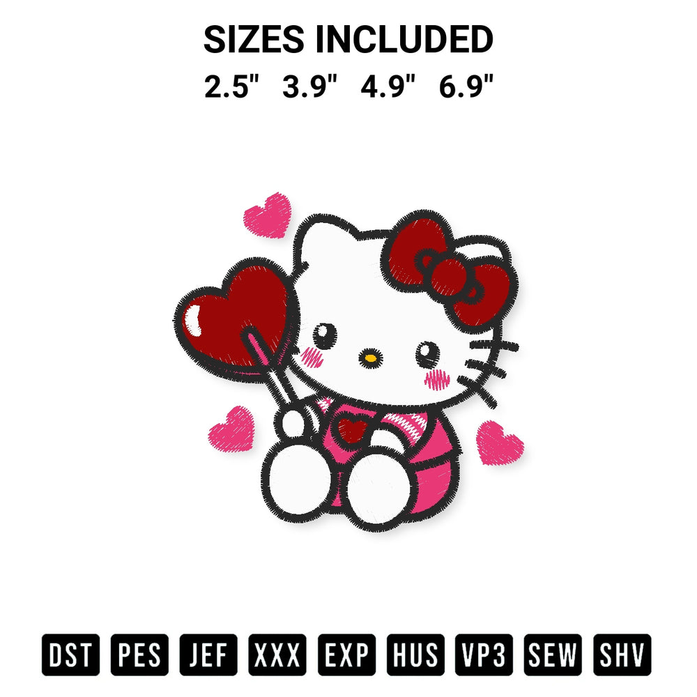 Download the Hello Kitty Candy Hearts Embroidery Design machine embroidery design exclusively at Designspacks.com. Premium digitized pattern for apparel and DIY crafts. Available sizes: 2.5", 3.9", 4.9", 6.9".