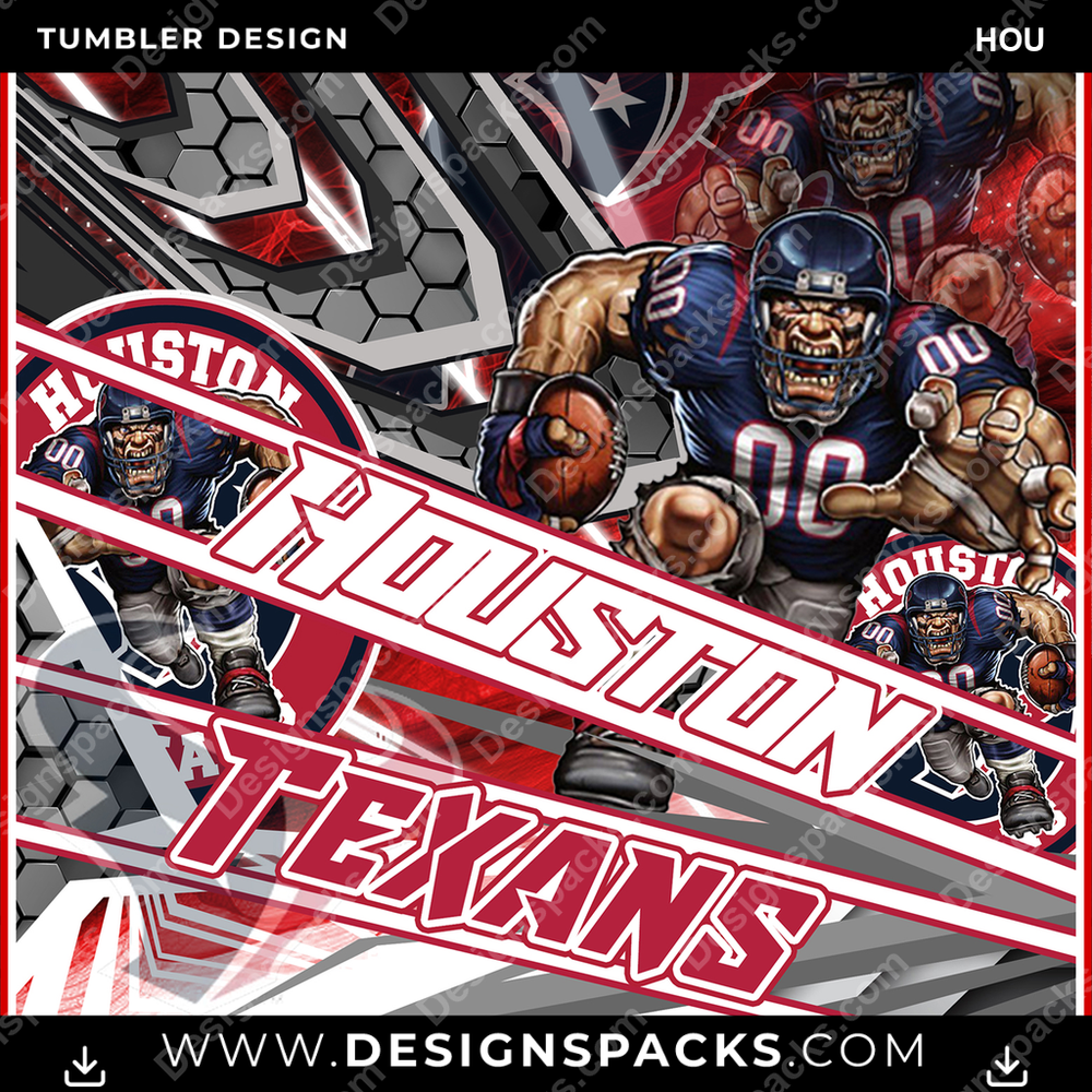 Football Sporty HOU Tumbler Digital Wrap Design