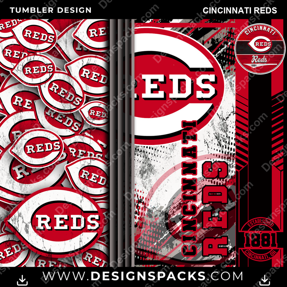 Baseball Sports Cincinnati Reds Tumbler Digital Wrap Design
