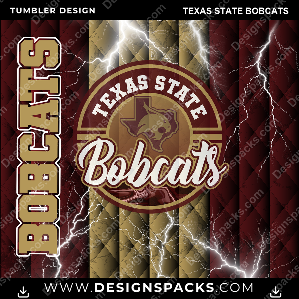 College Sport Diamond Texas State Bobcats Tumbler Digital Wrap Design
