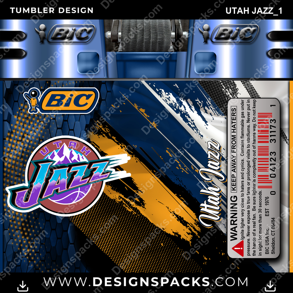 Basketball BIC Lighter Utah Jazz_1 Tumbler Digital Wrap Design