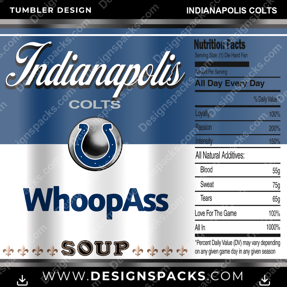 Football Soup Can Indianapolis Colts NFL Football Tumbler Digital Wrap Design Download
