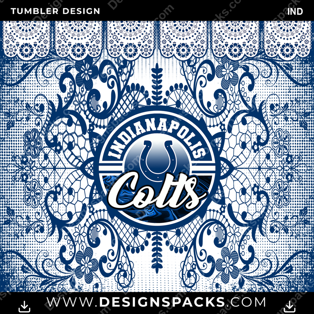 Football Lace & Logo IND NFL Football Tumbler Digital Wrap Design Download