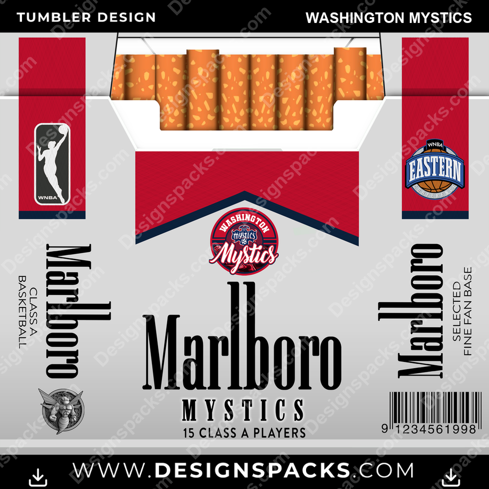Basketball Marlboro Washington Mystics Tumbler Digital Wrap Design