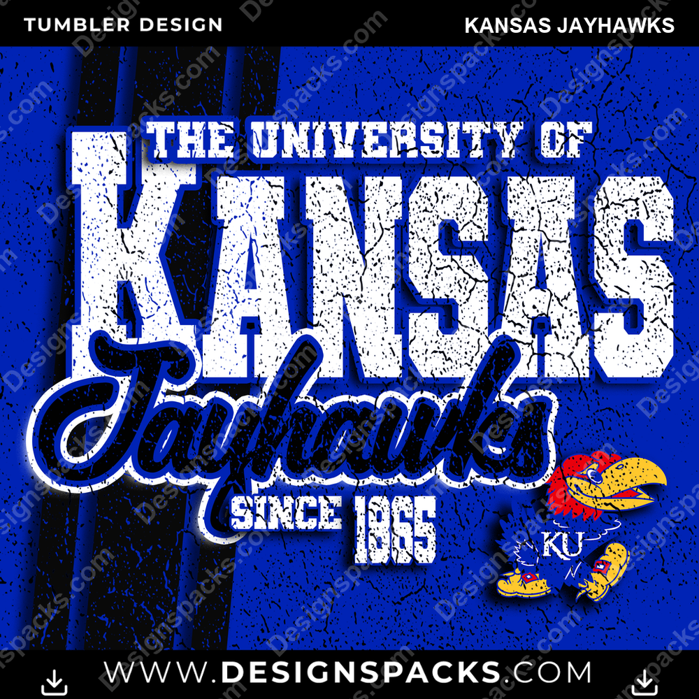 College Sport Grunge Kansas Jayhawks NCAA College Sport Tumbler Digital Wrap Design Download