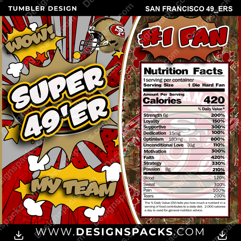 Football Super Team San Francisco 49ers Tumbler Digital Wrap Design