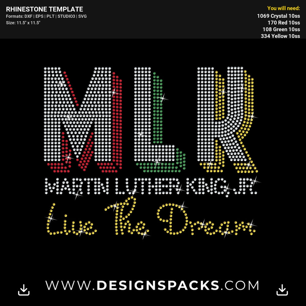 Mlk Martin Luther King Jr Live Dream Rhinestone Digital Template