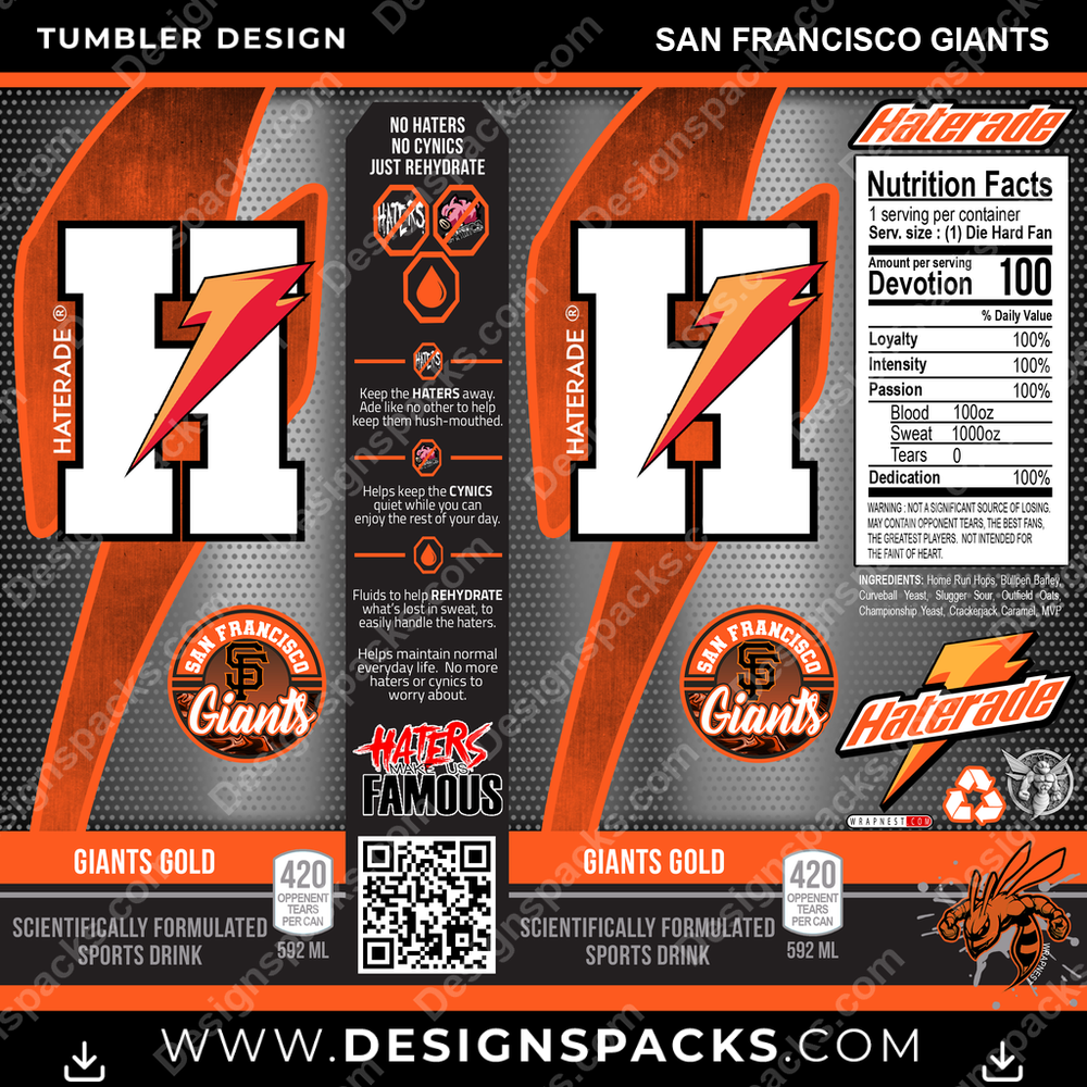 Baseball Haterade San Francisco Giants Tumbler Digital Wrap Design