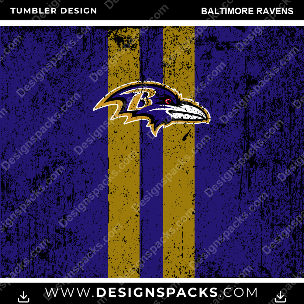 Football Grunge Style Baltimore Ravens Tumbler Digital Wrap Design