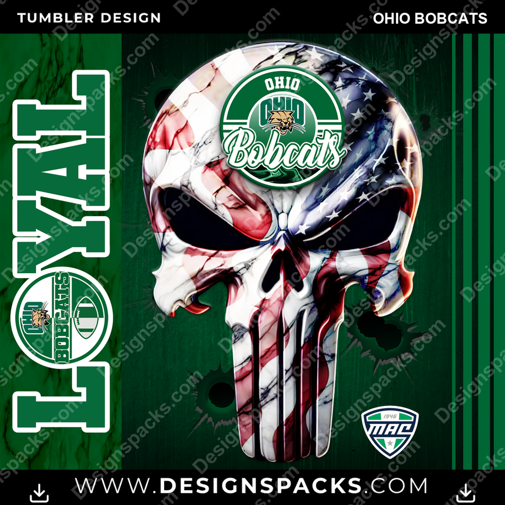 College Sport Loyal Ohio Bobcats Tumbler Digital Wrap Design
