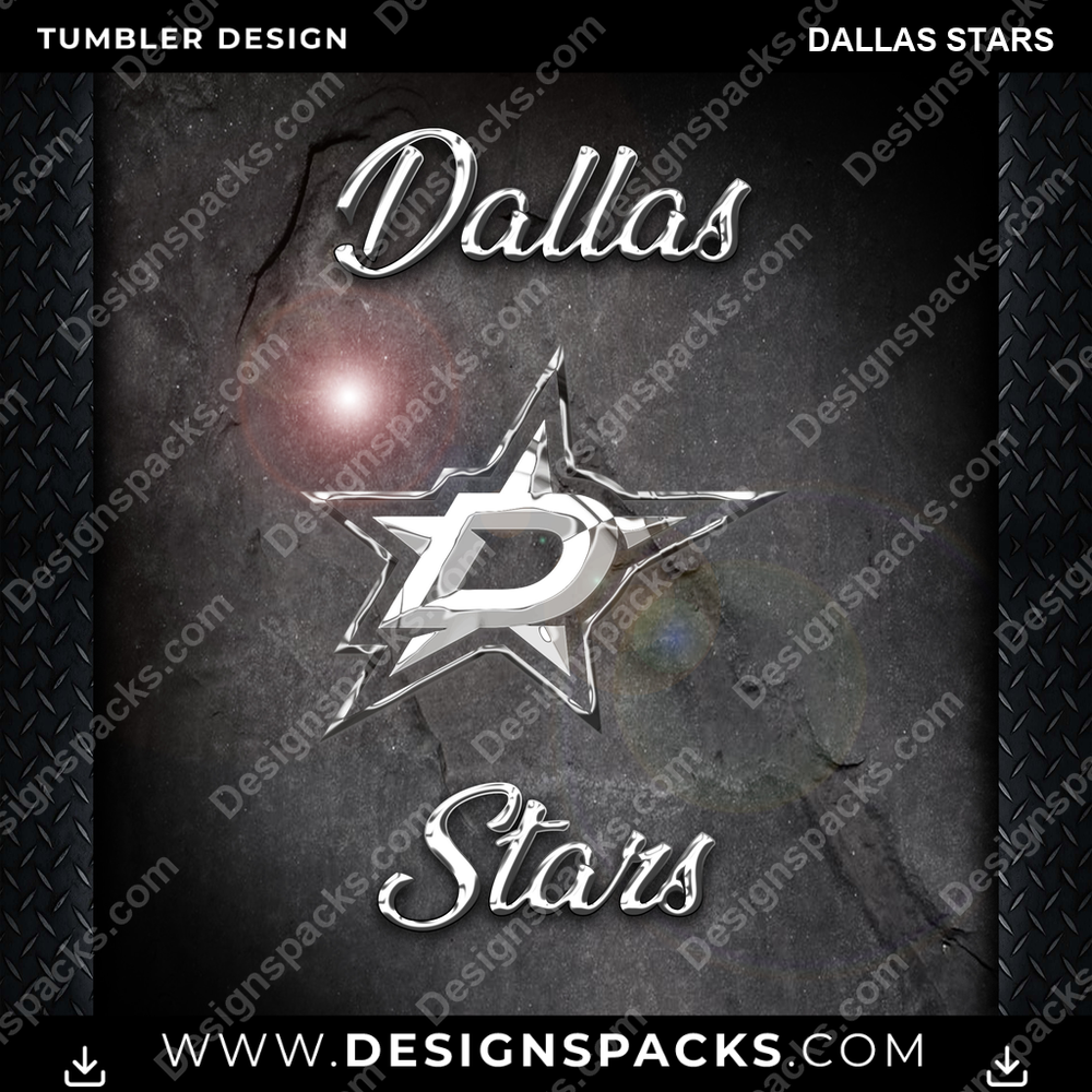 Ice Hockey Chrome Dallas Stars NHL Hockey Tumbler Digital Wrap Design Download