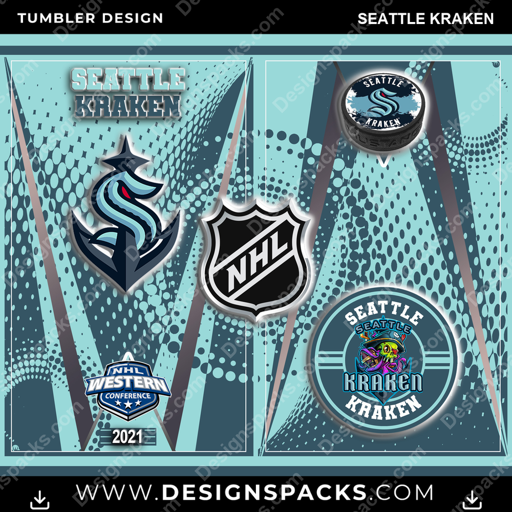 Ice Hockey Team Logo Seattle Kraken NHL Hockey Tumbler Digital Wrap Design Download