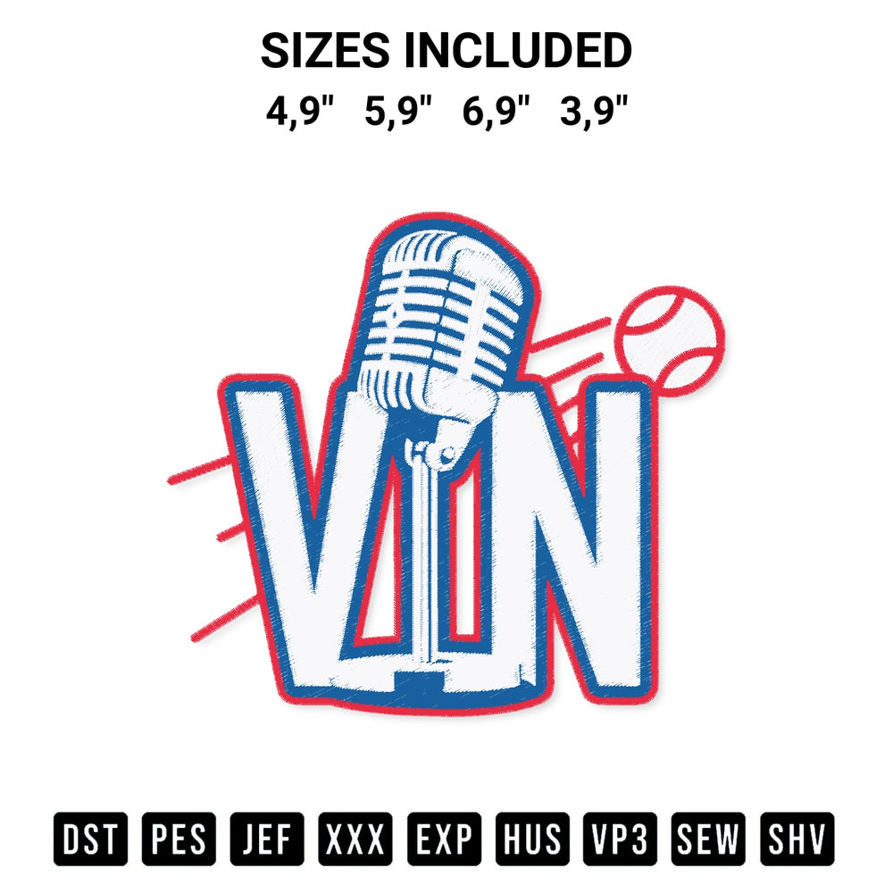 Create amazing crafts with the Vin Scully Mic Tribute Vin Scully Dodgers Rip Vin Scully Logo Embroidery Design embroidery file. High-quality digital download from Designspacks.com, perfect for beginners and pros. Available sizes: 4,9", 5,9", 6,9", 3,9".