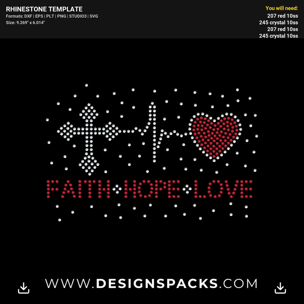 Faith Hope Love 1 Updated Rhinestone Digital Template