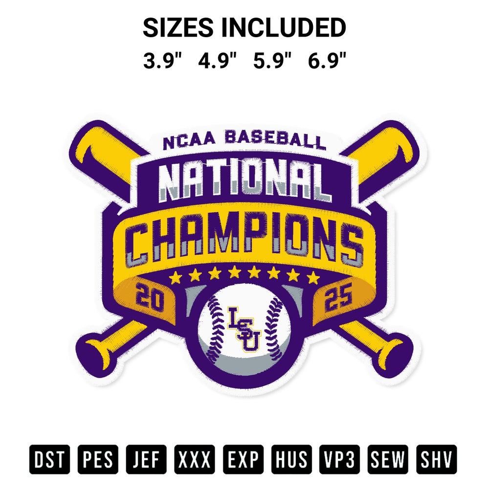 Elevate your next project with our Lsu National Championship 2025 Embroidery Design embroidery file. Shop high-quality digital patterns instantly at Designspacks.com. Available sizes: 3.9", 4.9", 5.9", 6.9".