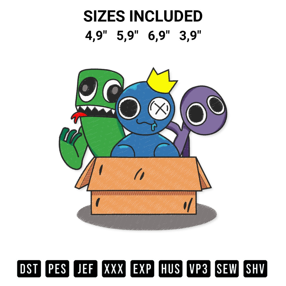 Elevate your next project with our Roblox Rainbow Friends Animation Blue Green And Purple Rainbow Friends Embroidery Design embroidery file. Shop high-quality digital patterns instantly at Designspacks.com. Available sizes: 4,9", 5,9", 6,9", 3,9".
