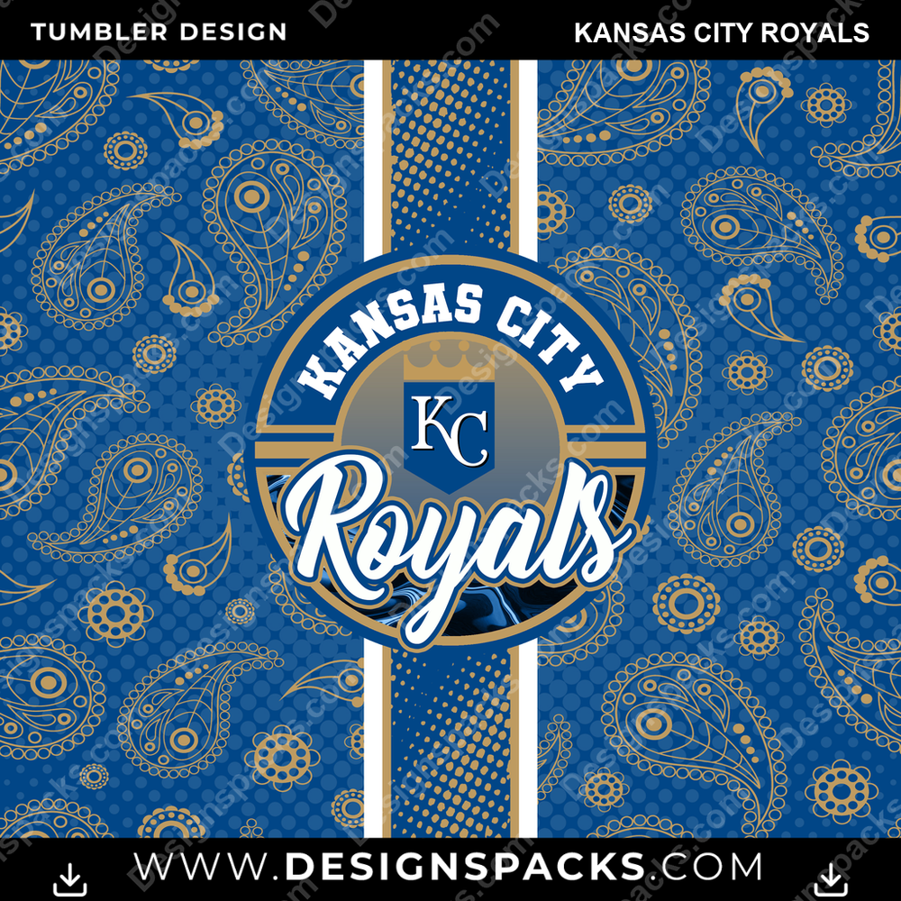 Baseball Handkerchief Kansas City Royals Tumbler Digital Wrap Design