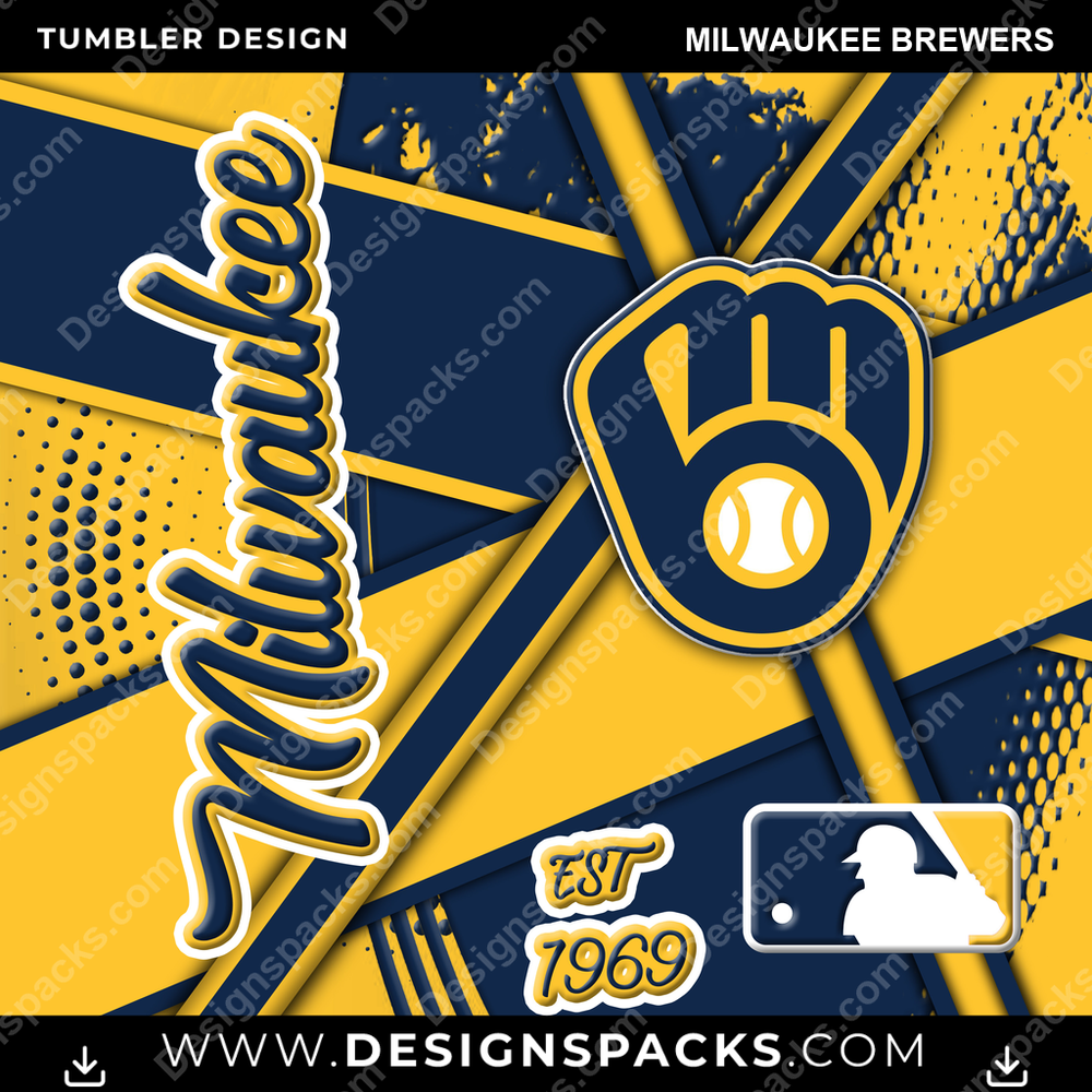 Baseball Team Sport Milwaukee Brewers Tumbler Digital Wrap Design