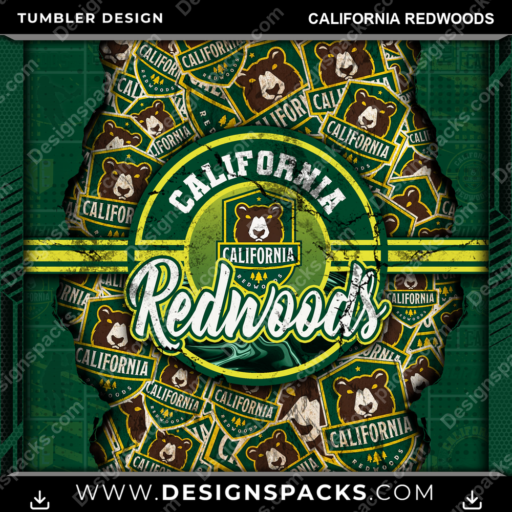 Lacrosse Ripped California Redwoods Tumbler Digital Wrap Design