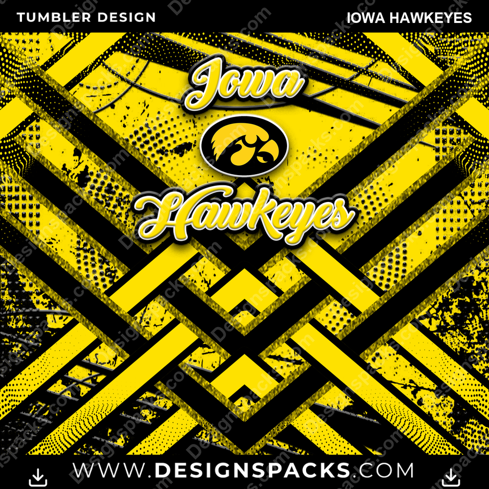 College Sport Glitter Stripe Iowa Hawkeyes NCAA College Sport Tumbler Digital Wrap Design Download