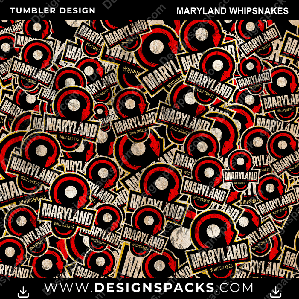 Lacrosse Logo BG Maryland Whipsnakes PLL Lacrosse Tumbler Digital Wrap Design Download