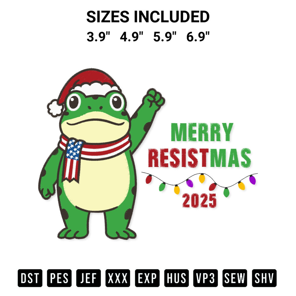 Create amazing crafts with the Merry Resistmas 2025 Embroidery Design embroidery file. High-quality digital download from Designspacks.com, perfect for beginners and pros. Available sizes: 3.9", 4.9", 5.9", 6.9".