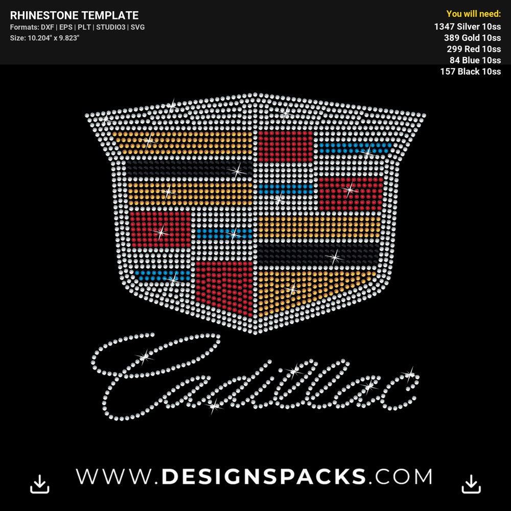 Cadillac Logo Rhinestone Digital Template