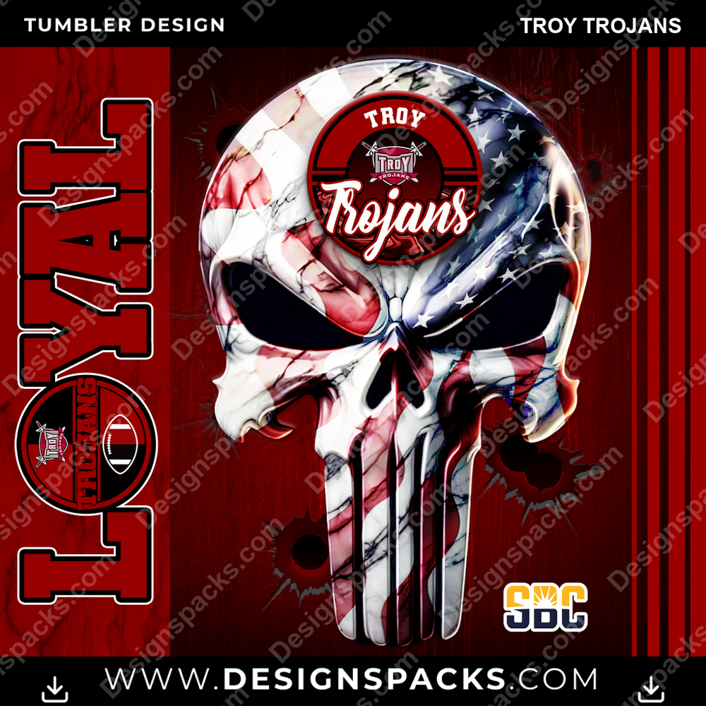 College Sport Loyal Troy Trojans Tumbler Digital Wrap Design