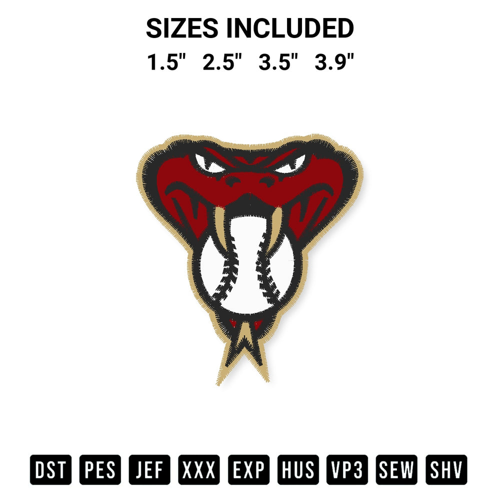 Transform your fabrics with the Arizona Diamondbacks Logo Embroidery Design embroidery design. Instant access to premium digitized patterns at Designspacks.com. Available sizes: 1.5", 2.5", 3.5", 3.9".