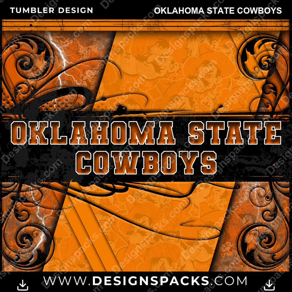 College Sport Elegant Oklahoma State Cowboys NCAA College Sport Tumbler Digital Wrap Design Download