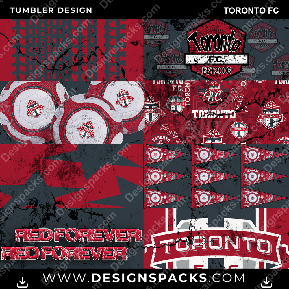 Soccer Distressed BG Toronto FC Tumbler Digital Wrap Design