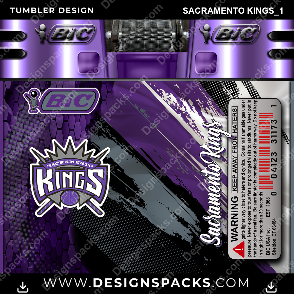 Basketball BIC Lighter Sacramento Kings_1 Tumbler Digital Wrap Design