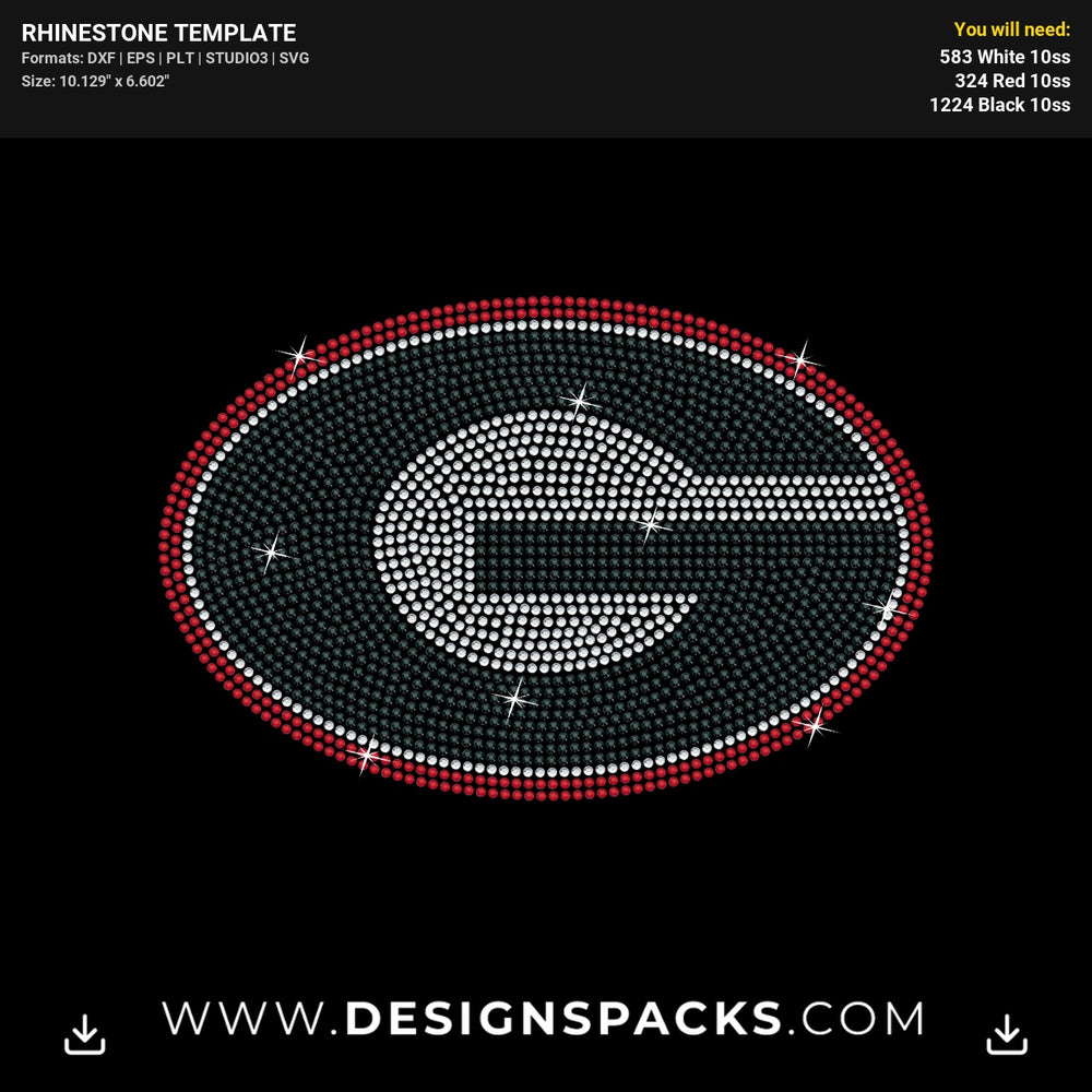 Georgia Bulldogs Big Logo G Rhinestone Digital Template