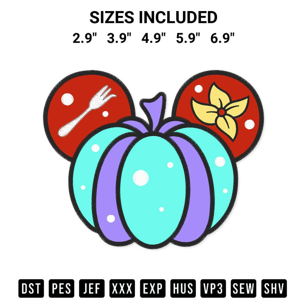 Download the Little Mermaid Princess Pumpkin Mouse Head Embroidery Design machine embroidery design exclusively at Designspacks.com. Premium digitized pattern for apparel and DIY crafts. Available sizes: 2.9", 3.9", 4.9", 5.9", 6.9".