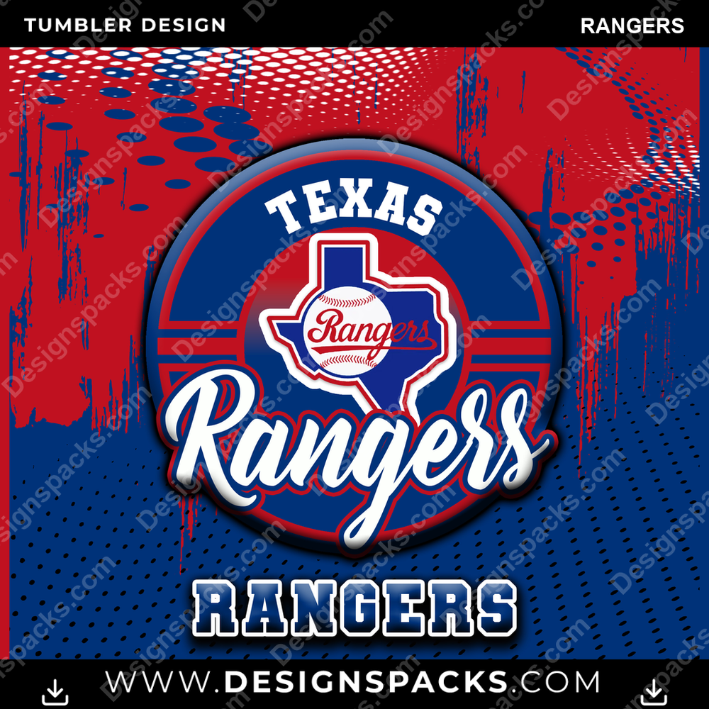 Baseball Dot Logo Rangers Tumbler Digital Wrap Design