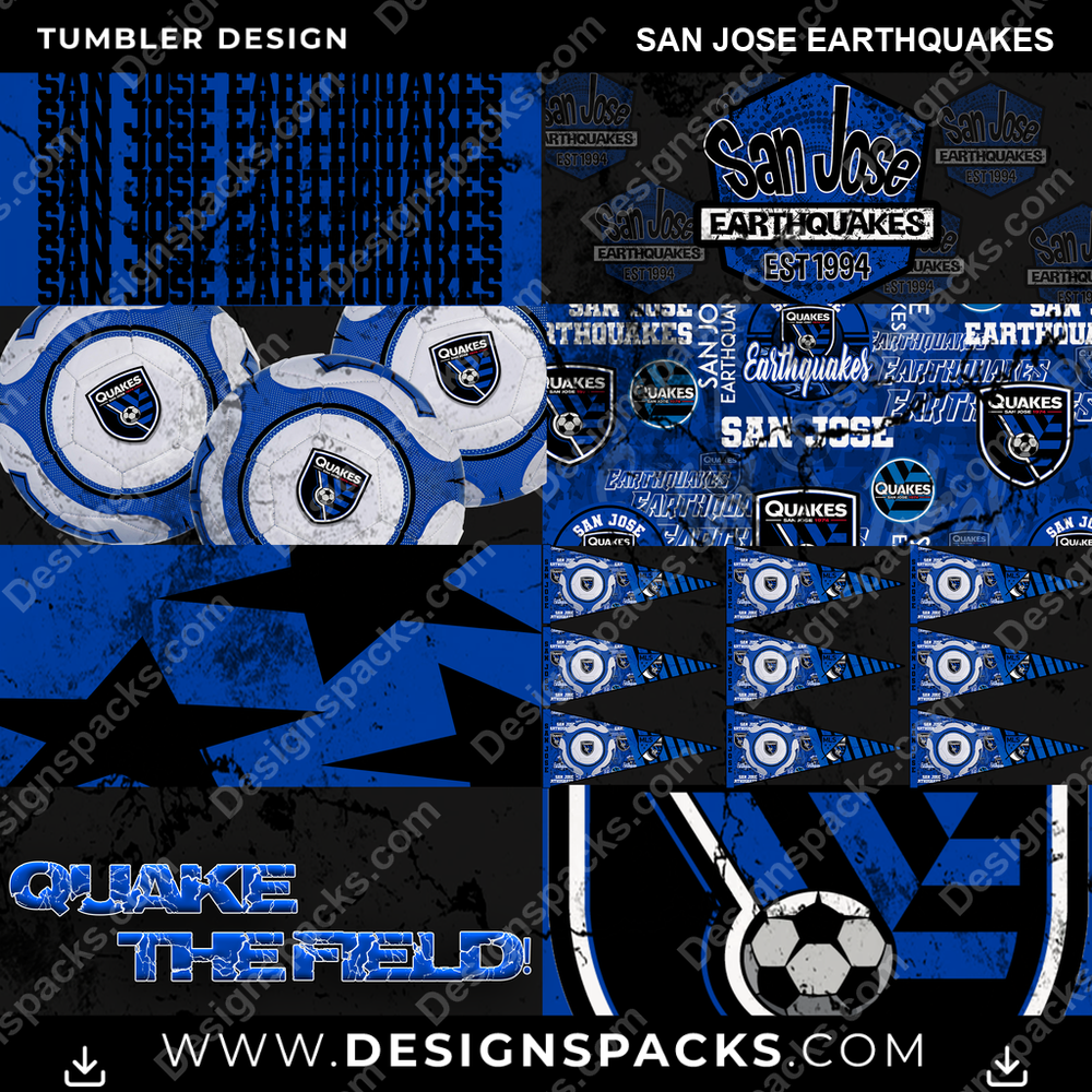 Soccer Distressed BG San Jose Earthquakes Tumbler Digital Wrap Design